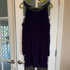 Knox Rose Navy Blue Cold Shoulder Shorts Romper - XXL